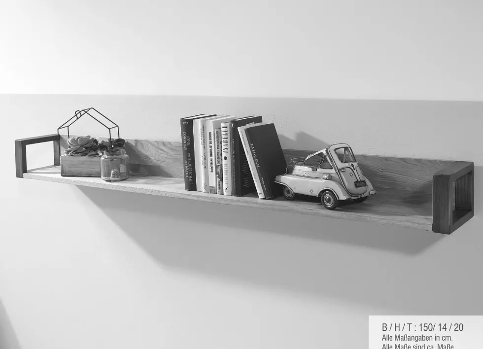 Wandboard 150cm 'Taipeh' Wildeiche & Metall gebürstet