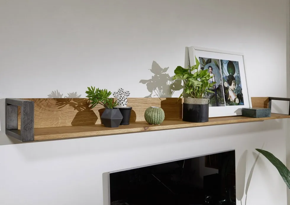 Wandboard 150cm 'Taipeh' Wildeiche & Metall gebürstet