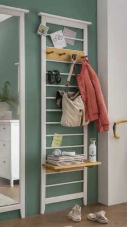 Wandgarderobe mit Haken und Ablage 'Jana' Kiefer weiß & laugenfarbig
