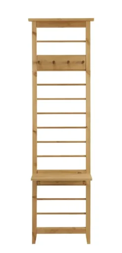 Wandgarderobe mit Haken und Ablage 'Jana' Kiefer laugenfarbig