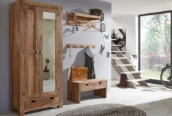 Wandgarderobe mit Spiegel 118x118cm 'Oxford' Sheesham massiv