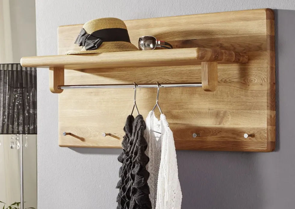 Wandgarderobe 100x50cm 'Bayreuth' Wildeiche massiv