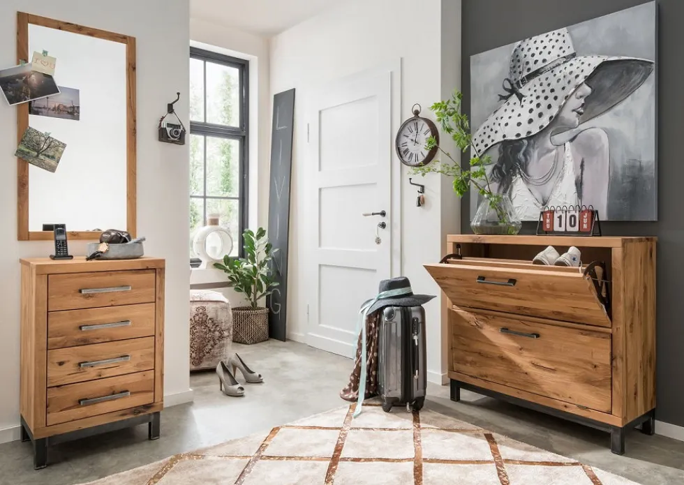 Wandgarderobe 57x200cm 'Lima' Wildeiche massiv