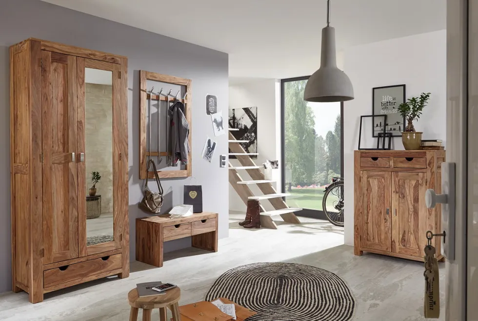 Wandgarderobe 78x118cm 'Oxford' Sheesham massiv