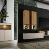 Wandregal 140cm 'Locarno' Wildeiche massiv & MDF creme