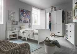 Wandregal 85cm "Maja" Kiefer massiv weiß lackiert