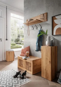 Wandregal mit Glastür 34x34cm 'Danzig II' Wildeiche massiv