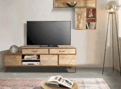 Wandregal 120x85cm 'Houston' Mango natur & goldfarbig