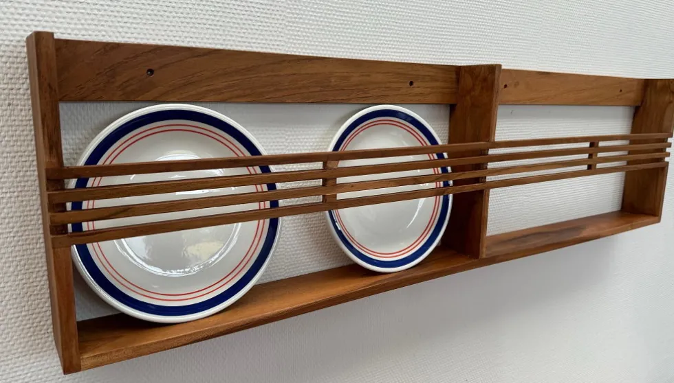 Wandregal 120x32cm "Linea" Teakholz massiv natur