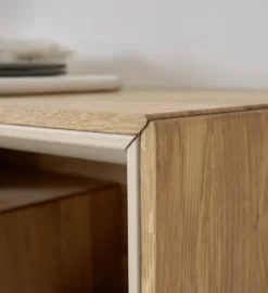 Wandregal 70x52cm 'Locarno' Wildeiche massiv & Rahmen MDF creme inkl.Beleuchtung
