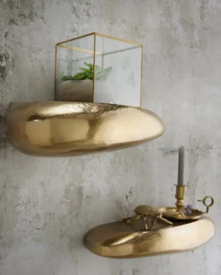 Wandregal 43x19cm "Stone" Alu bronzegold