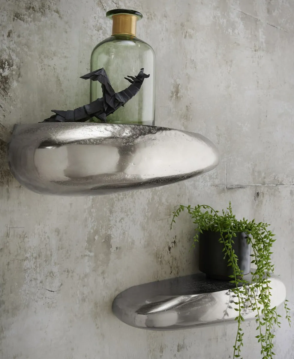 Wandregal 43x19cm "Stone" Alu vernickelt