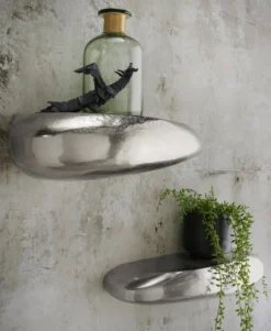 Wandregal 43x19cm "Stone" Alu vernickelt