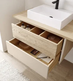 Waschbeckenunterschrank 105cm 'Avallon' Wildeiche geölt & creme