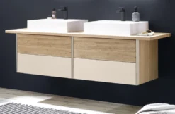 Waschbeckenunterschrank 140cm 'Avallon' Wildeiche geölt & creme