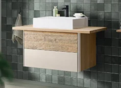 Waschbeckenunterschrank 75cm 'Avallon' Wildeiche geölt & creme
