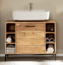 Waschbeckenunterschrank 80x60cm 'Albany' Akazie massiv lackiert