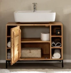 Waschbeckenunterschrank 80x60cm 'Albany' Akazie massiv lackiert