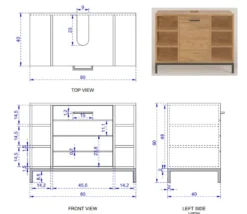 Waschbeckenunterschrank 80x60cm 'Albany' Akazie massiv lackiert
