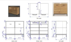 Waschbeckenunterschrank 68x60cm 'Albany' Akazie massiv lackiert