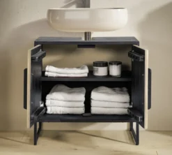 Waschbeckenunterschrank 60x60cm 'Namibia' Eiche & Mango schwarz