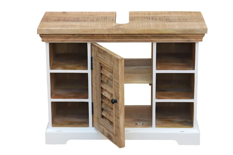 Waschbeckenunterschrank 80x60cm 'Nizza' Mango weiß natur