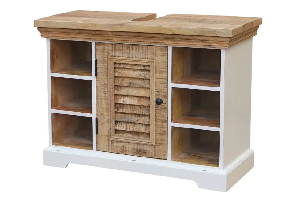 Waschbeckenunterschrank 80x60cm 'Nizza' Mango weiß natur