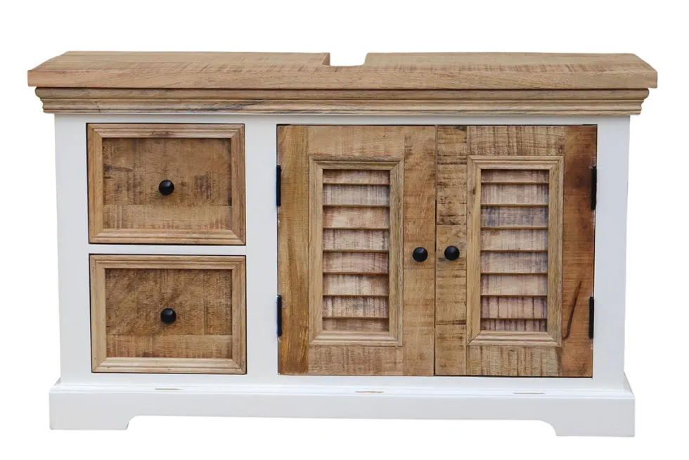 Waschbeckenunterschrank 100x60cm 'Nizza' Mango weiß natur 2Türen