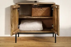 Waschbeckenunterschrank 60x60cm 'Life' Mango & Metall schwarz