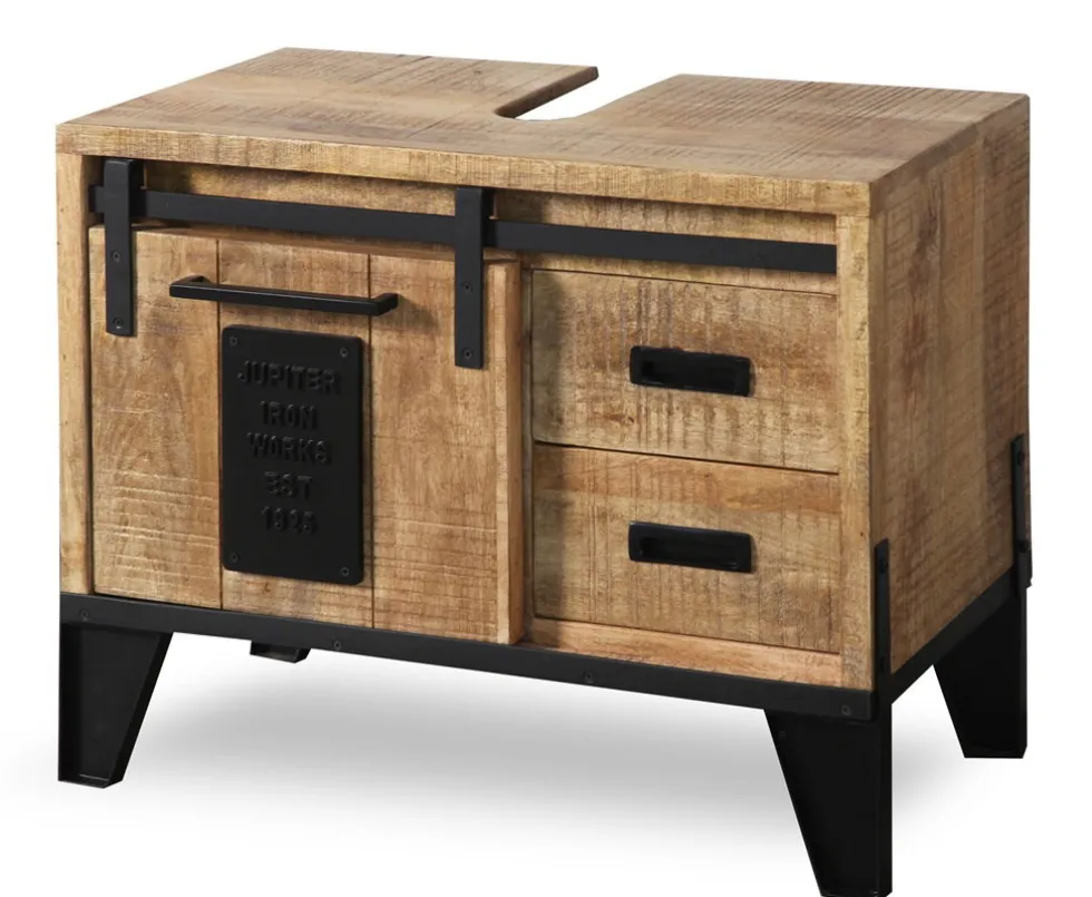 Waschbeckenunterschrank 75x62cm 'Lena' Mango & Eisen