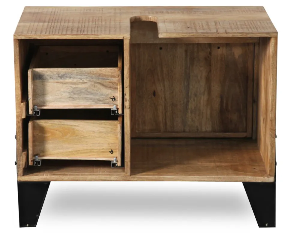 Waschbeckenunterschrank 75x62cm 'Lena' Mango & Eisen