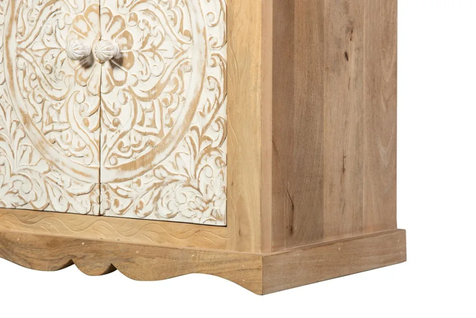 Waschbeckenunterschrank 65x68cm 'Tibet' Mango natur & weiß antik
