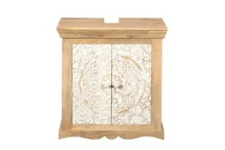 Waschbeckenunterschrank 65x68cm 'Tibet' Mango natur & weiß antik