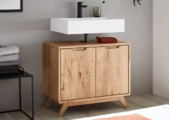 Waschbeckenunterschrank 70x60cm 'Memphis' Wildeiche massiv geölt hängend & stehend