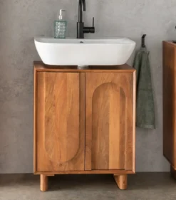 Waschbeckenunterschrank 60x64cm 'Curves' Mango massiv dunkelbraun