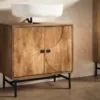 Waschbeckenunterschrank 60x60cm 'Swing' Mango & Metall schwarz