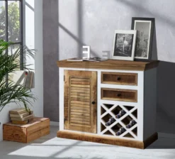 Weinkommode 103x90cm 'Korsika' Mango weiß natur