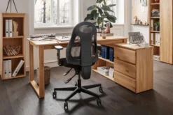 Winkelschreibtisch mit Stauraum rechts 'Office' Wildeiche geölt