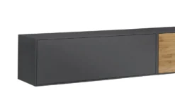 Wohnwand I 285cm 'Locarno' Wildeiche massiv & MDF anthrazit inkl.Beleuchtung