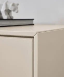 Wohnwand III 280cm 'Locarno' Wildeiche massiv & MDF creme inkl.Beleuchtung