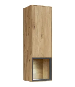Wohnwand III 280cm 'Locarno' Wildeiche massiv & MDF anthrazit inkl.Beleuchtung