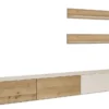 Wohnwand IV 320cm 'Locarno' Wildeiche massiv & MDF creme