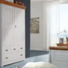 Wäscheschrank 120cm 2-trg. 'Mailand-Honig' Kiefer weiß SZ-0132