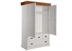 Wäscheschrank 120cm 2-trg. 'Mailand-Honig' Kiefer weiß SZ-0132